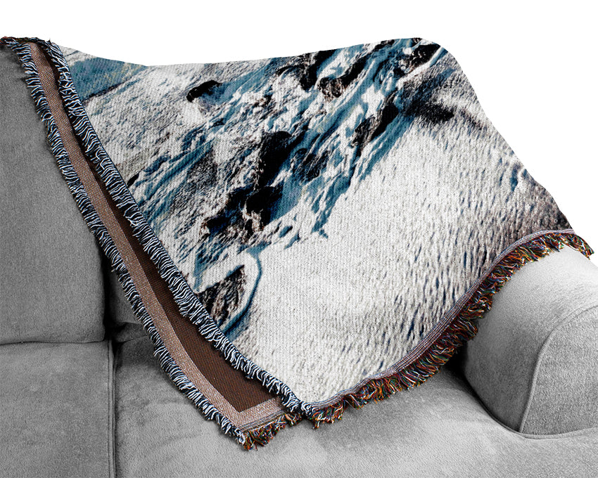 Waves Crashing On The Beach Woven Blanket