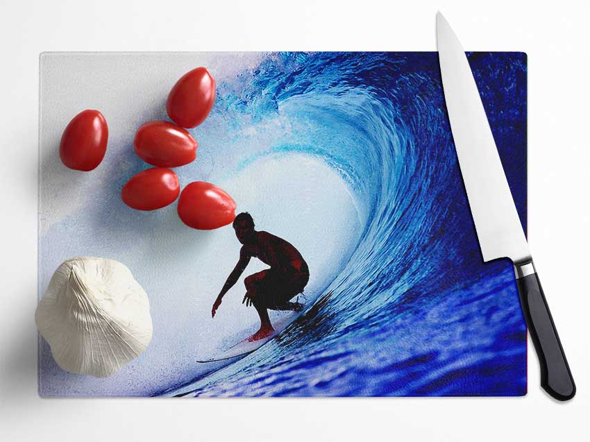 Wave Tunnel Surfer Glass Chopping Board