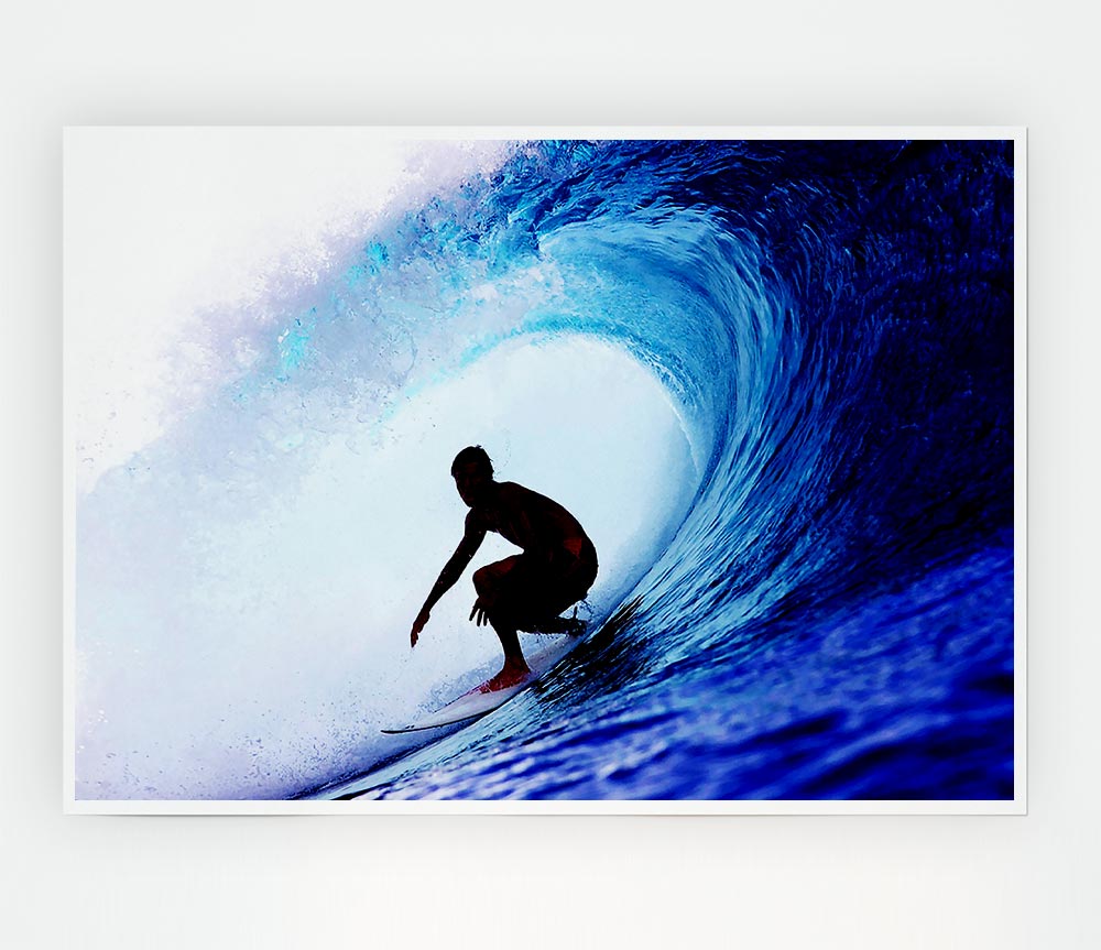 Wave Tunnel Surfer Print Poster Wall Art