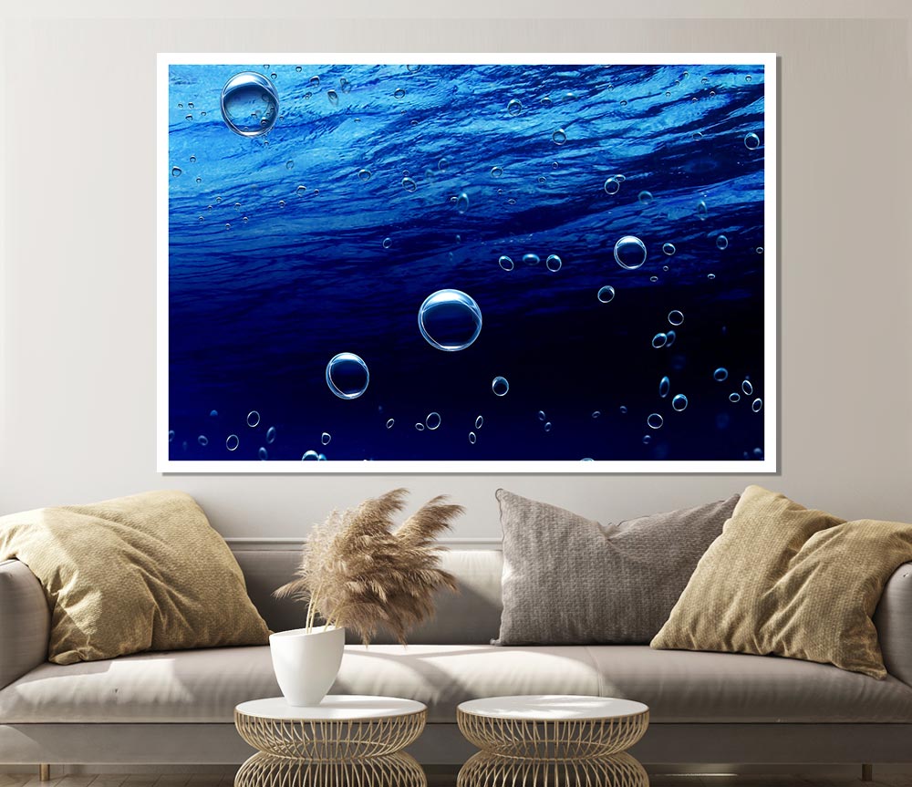 Underwater Bubbles Print Poster Wall Art