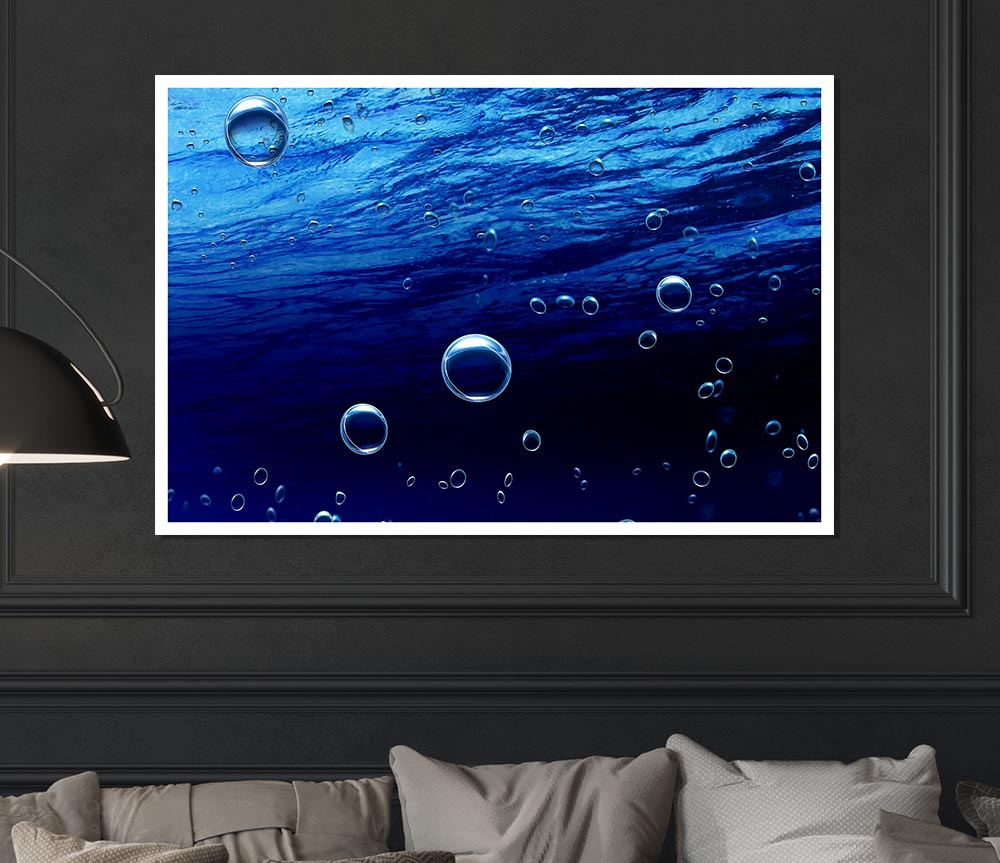 Underwater Bubbles Print Poster Wall Art