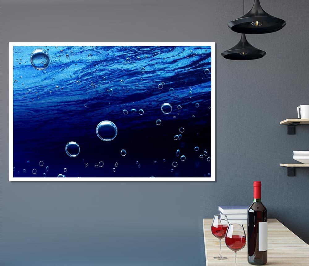 Underwater Bubbles Print Poster Wall Art