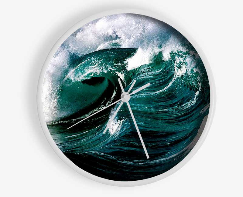 The Green Crashing Waves Clock - Wallart-Direct UK