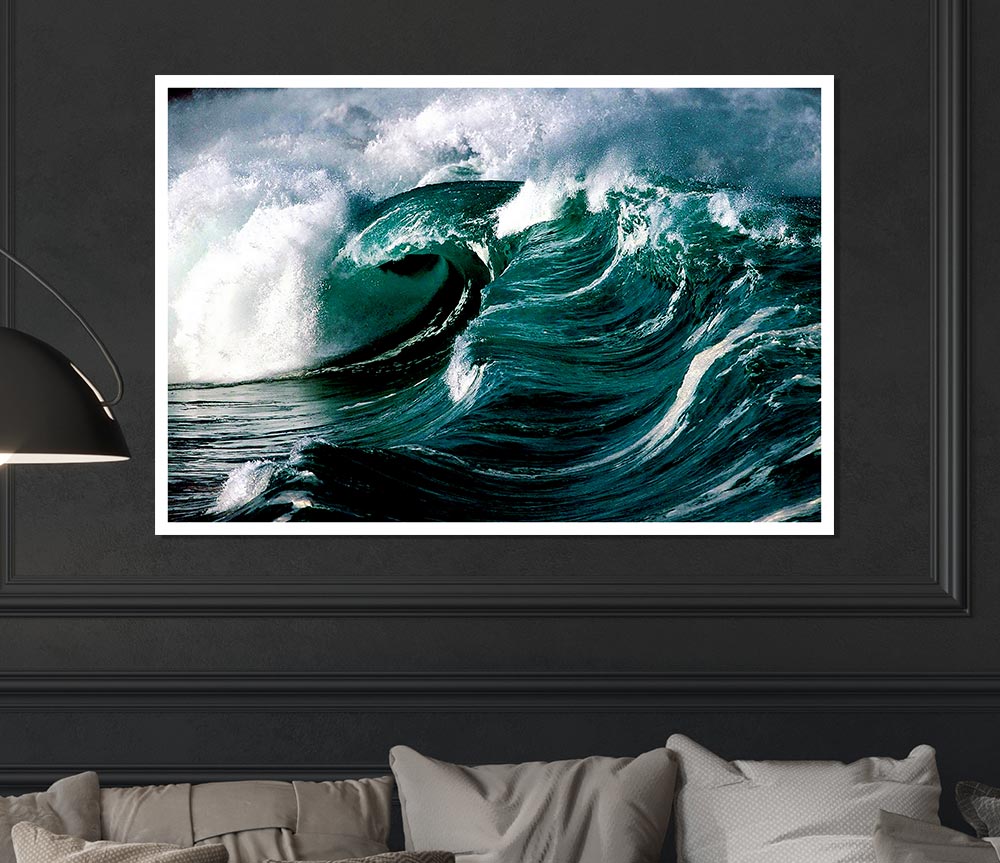 The Green Crashing Waves Print Poster Wall Art