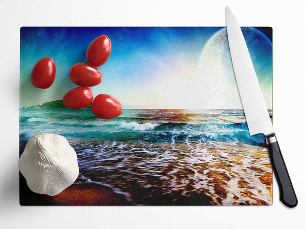 The Beach Planet Glass Chopping Board