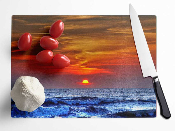 Sunset On The Beach Glass Chopping Board