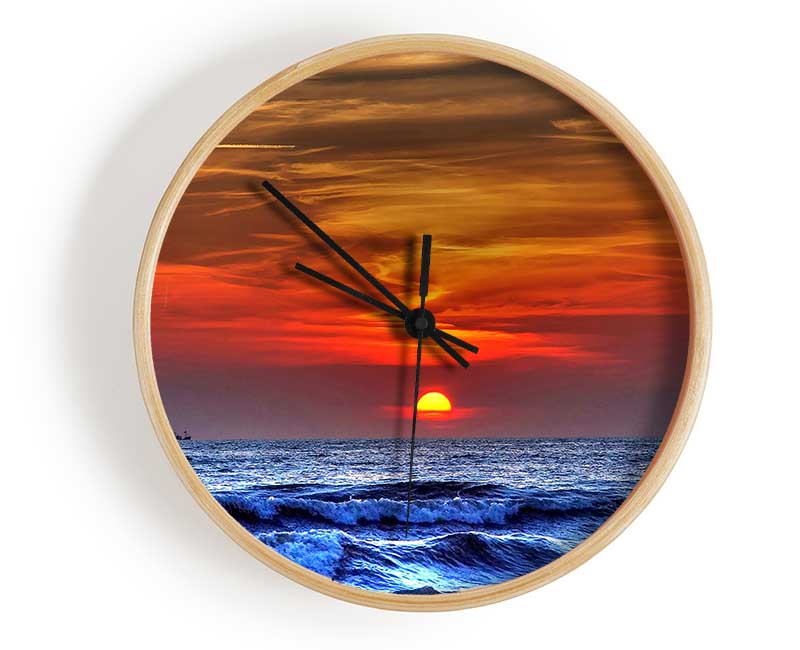 Sunset On The Beach Clock - Wallart-Direct UK