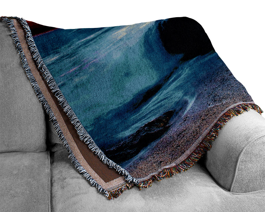 Spray Of The Ocean Waves Woven Blanket