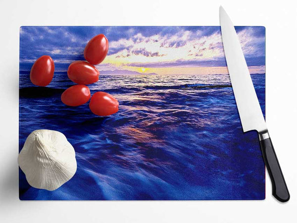 Skyline Of The Blue Ocean Glass Chopping Board