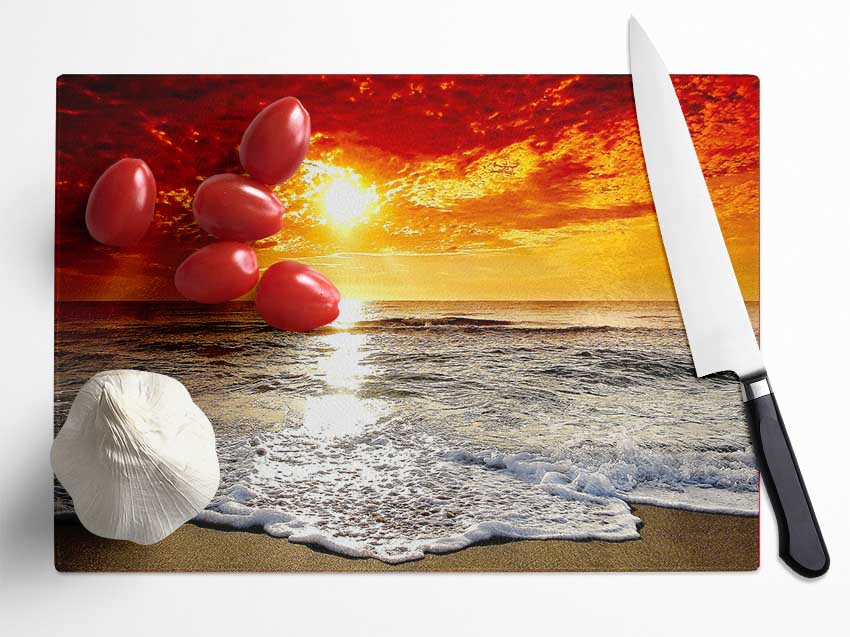 Seaside Sunset Glass Chopping Board