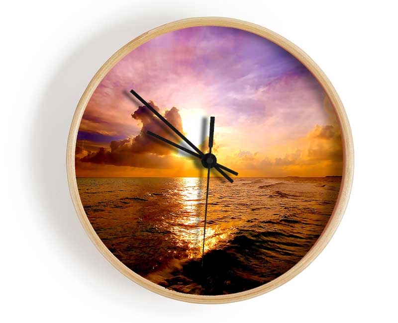 Sea Sunset Skies Clock - Wallart-Direct UK