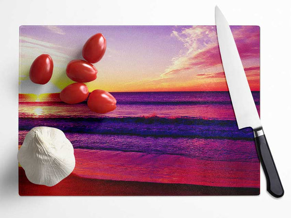 Rainbow Ocean Sunset Glass Chopping Board