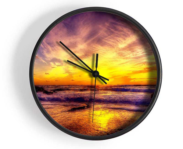 Paradise Beach With Blazing Skies Clock - Wallart-Direct UK