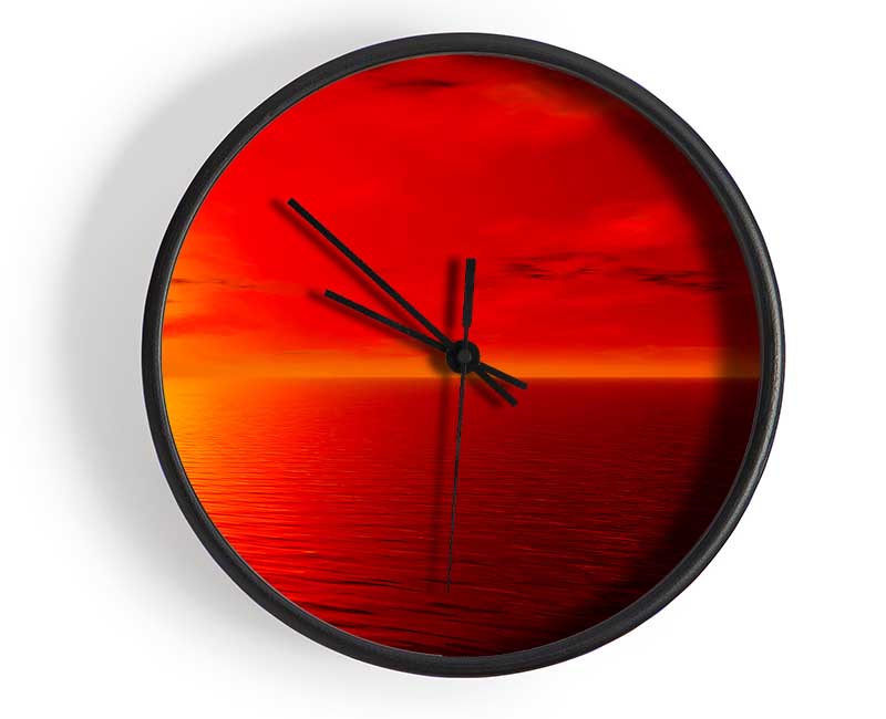 Orange Sunlit Ocean Clock - Wallart-Direct UK