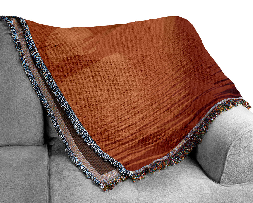 Orange Sunlit Ocean Woven Blanket