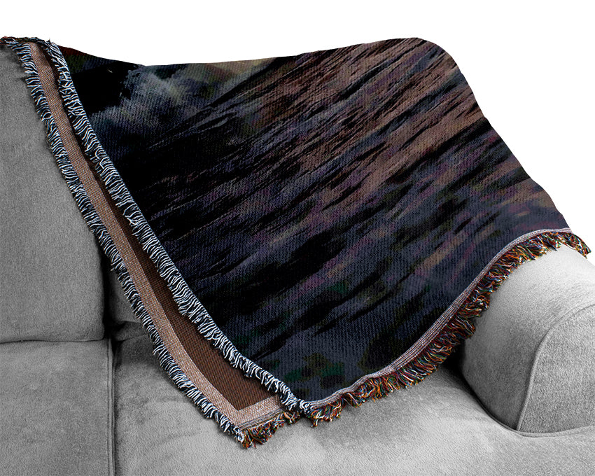 Ocean Waves At Dusk Woven Blanket