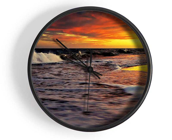 Ocean Waves At Dusk Clock - Wallart-Direct UK