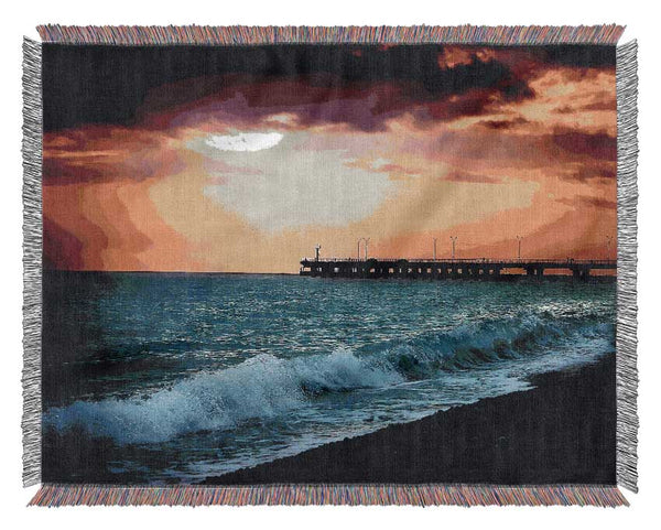 Ocean Waves At Daybreak Woven Blanket