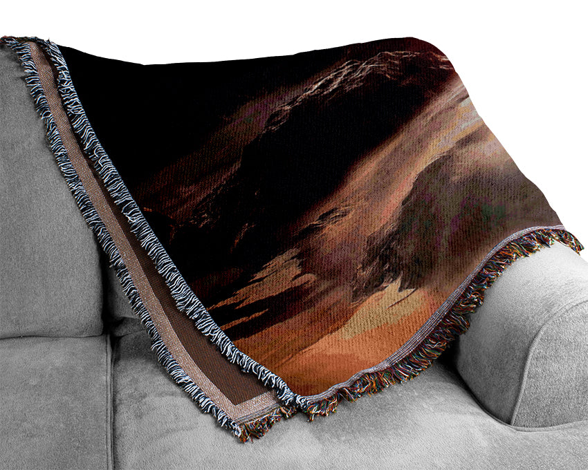 Ocean Waves Spilling On The Rocks Woven Blanket