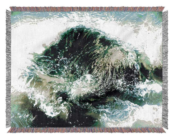 Green Water Movement Woven Blanket