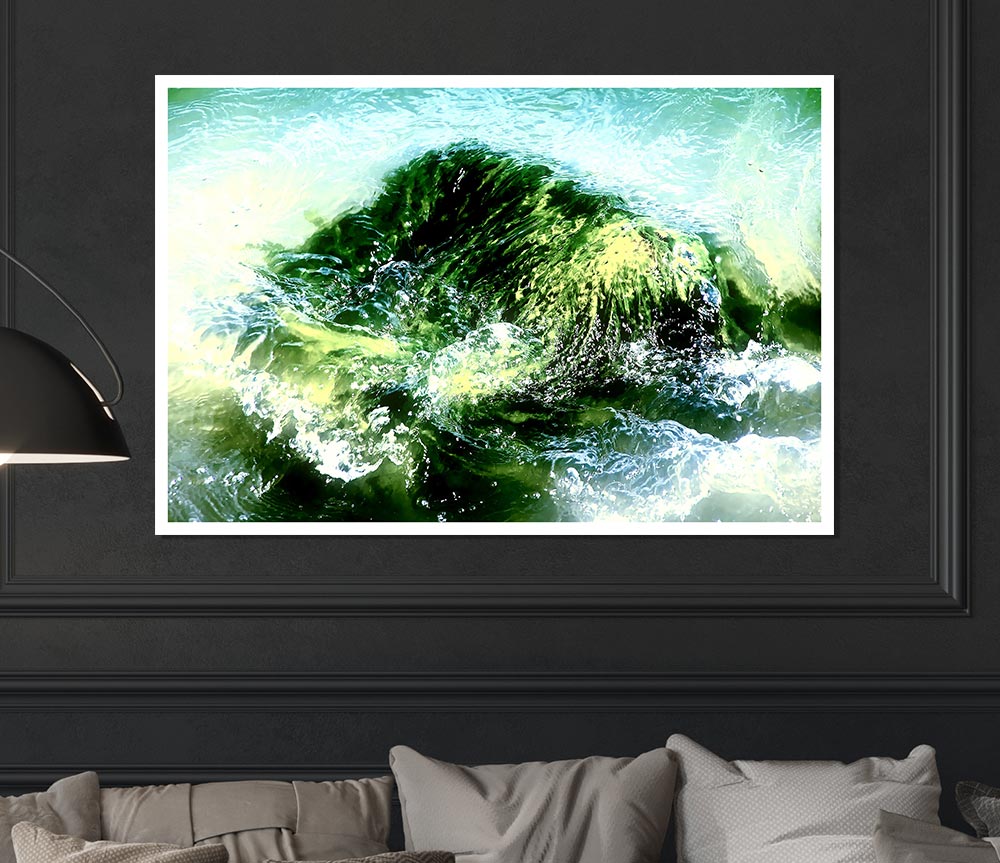 Green Water Movement Print Poster Wall Art