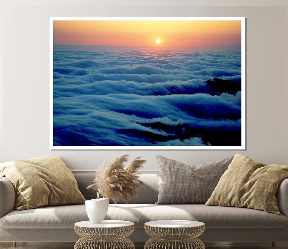 Gentle Ocean Wave Clouds Print Poster Wall Art