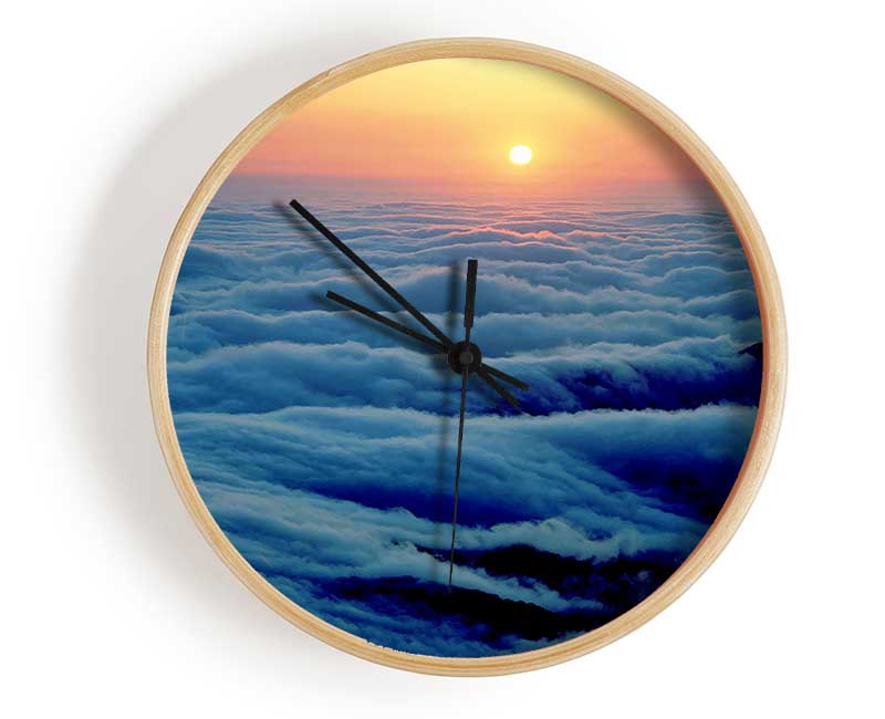 Gentle Ocean Wave Clouds Clock - Wallart-Direct UK