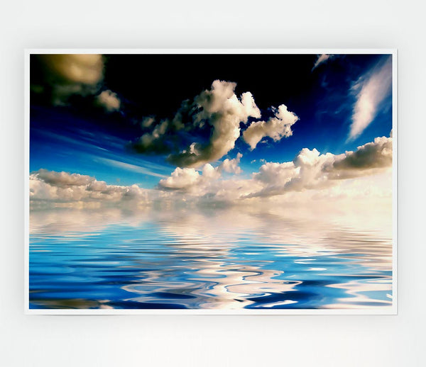 Dramatic Ocean Clouds Blue Print Poster Wall Art