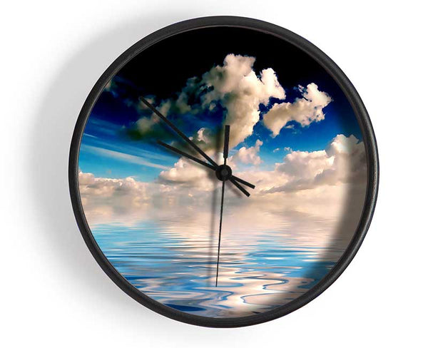 Dramatic Ocean Clouds Blue Clock - Wallart-Direct UK