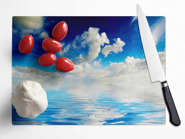 Dramatic Ocean Clouds Baby Blue Glass Chopping Board