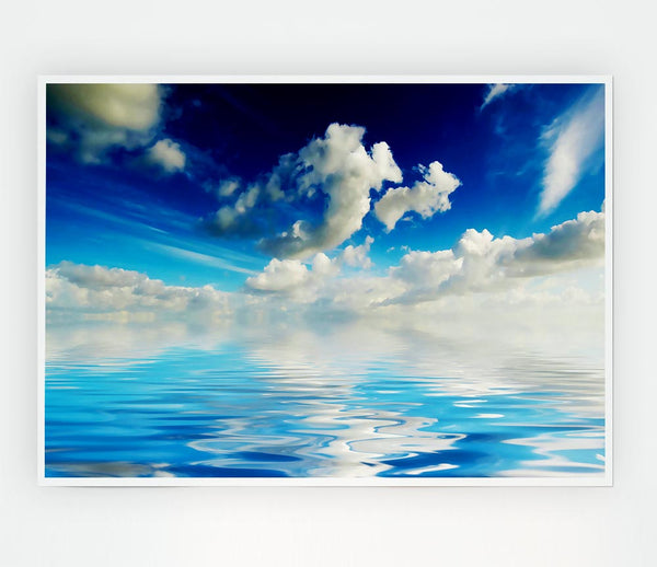 Dramatic Ocean Clouds Baby Blue Print Poster Wall Art