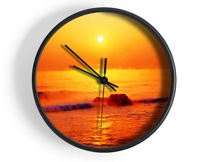 Crashing Waves At Sunset Clock - Wallart-Direct UK