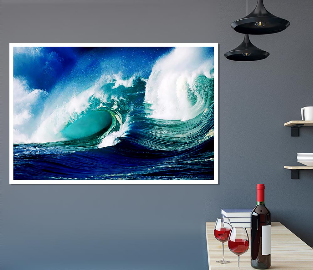 Crashing Ocean Waves Print Poster Wall Art