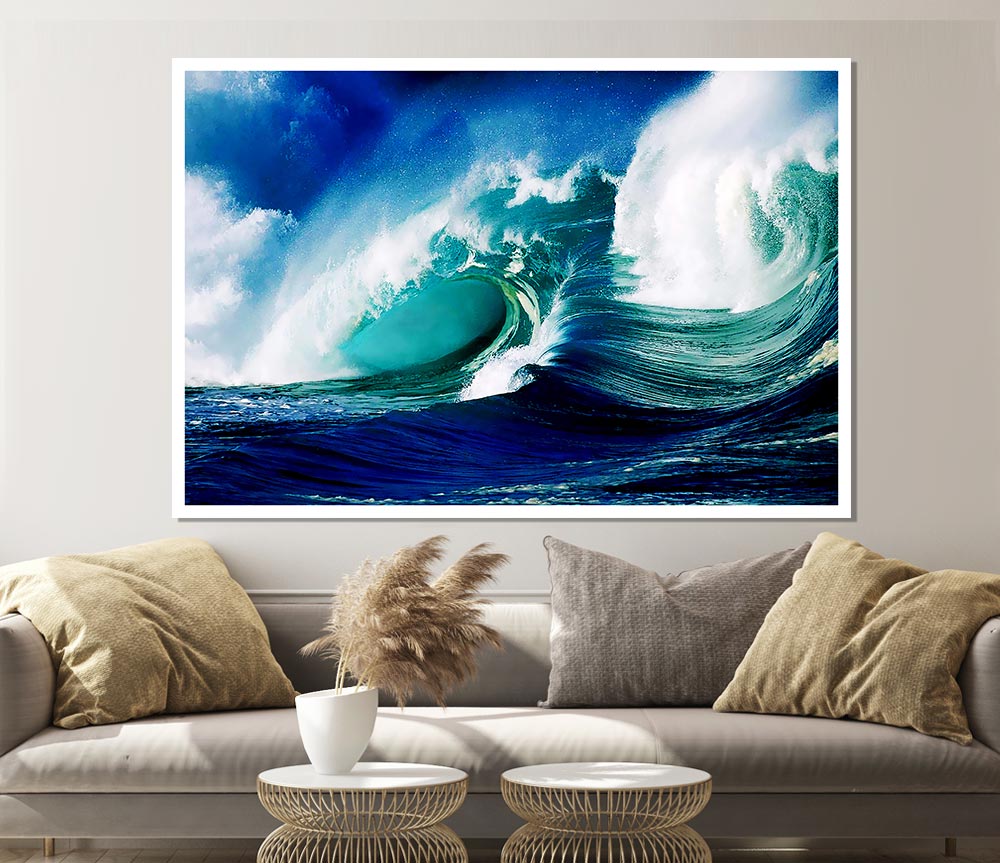 Crashing Ocean Waves Print Poster Wall Art