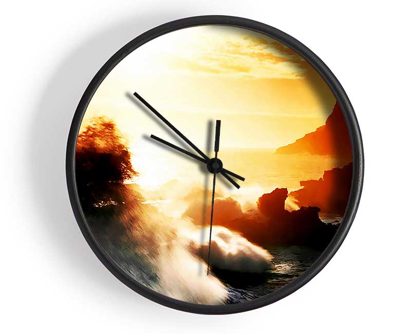 Clash Of The Sunset Waves Clock - Wallart-Direct UK