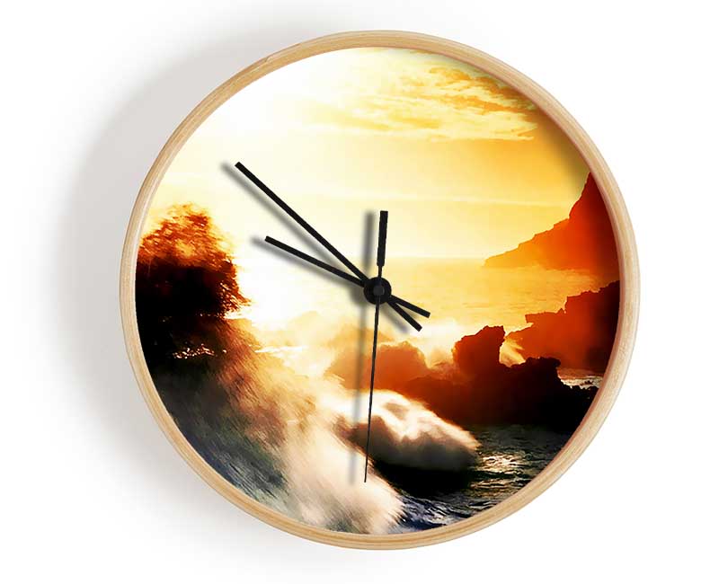 Clash Of The Sunset Waves Clock - Wallart-Direct UK