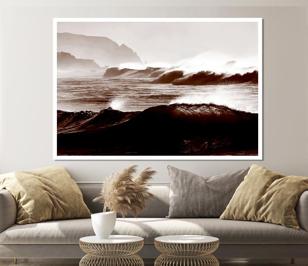 Chocolate Waves Crashing Print Poster Wall Art