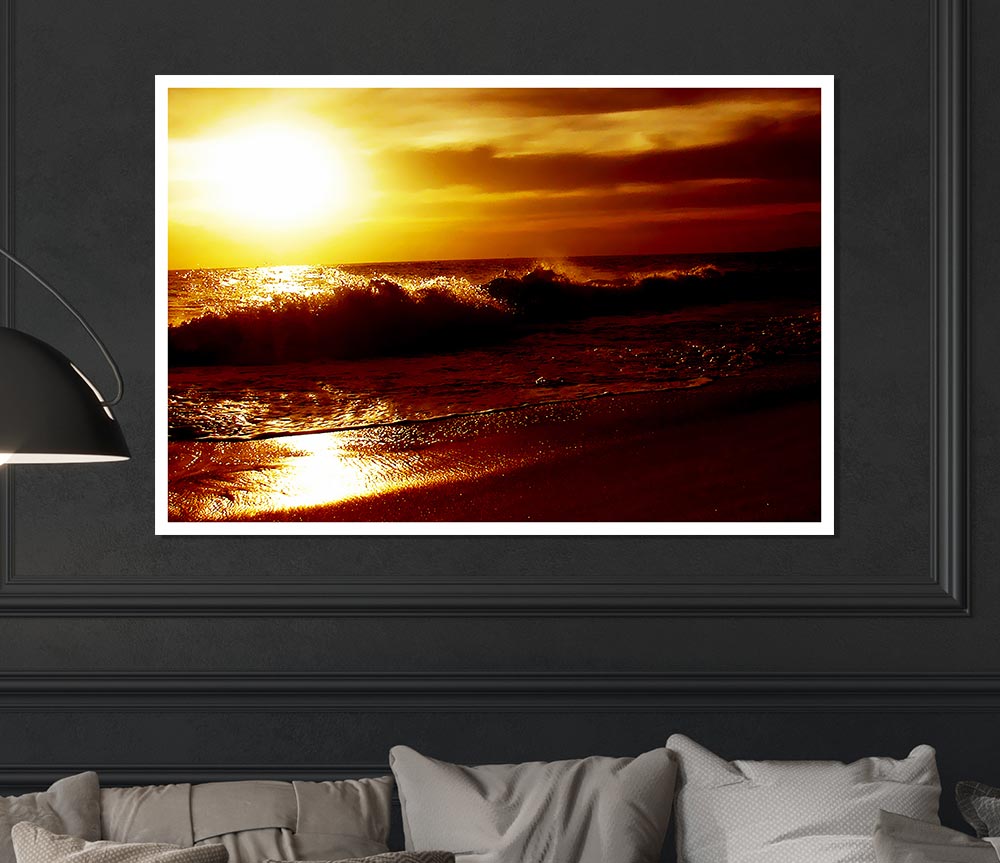 Caramel Ocean Shoreline Print Poster Wall Art