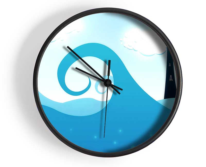 Blue Waves Clock - Wallart-Direct UK