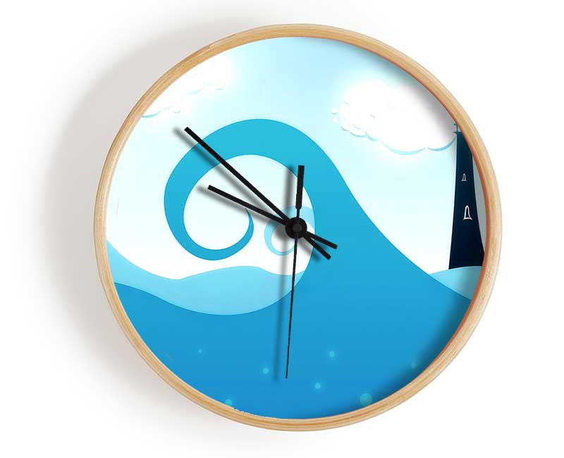 Blue Waves Clock - Wallart-Direct UK