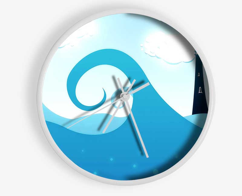 Blue Waves Clock - Wallart-Direct UK