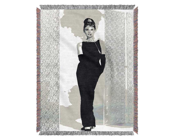 Audrey Hepburn Black Dress Woven Blanket