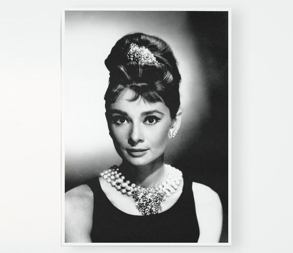 Audrey Hepburn Diamonds And Pearls Print Poster Wall Art