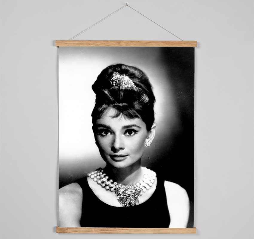 Audrey Hepburn Diamonds And Pearls Hanging Poster - Wallart-Direct UK