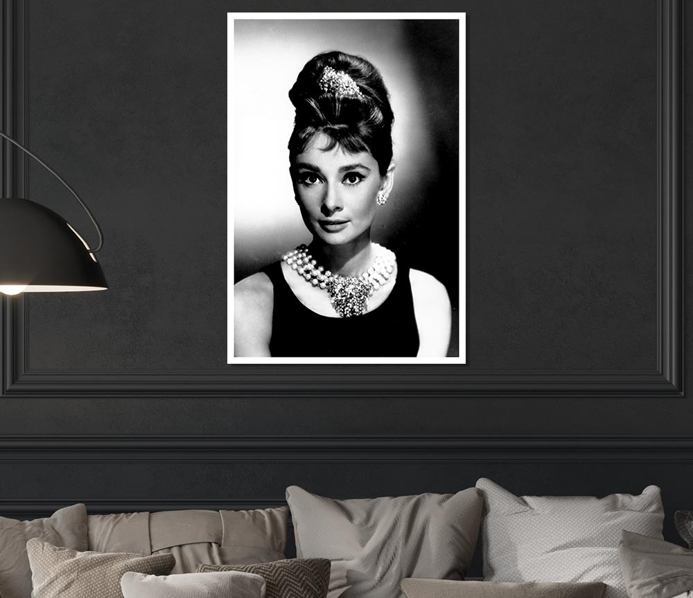 Audrey Hepburn Diamonds And Pearls Print Poster Wall Art