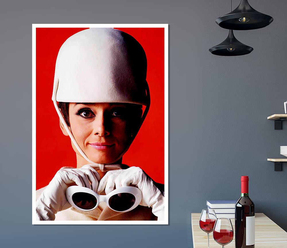 Audrey Hepburn Goggles Print Poster Wall Art