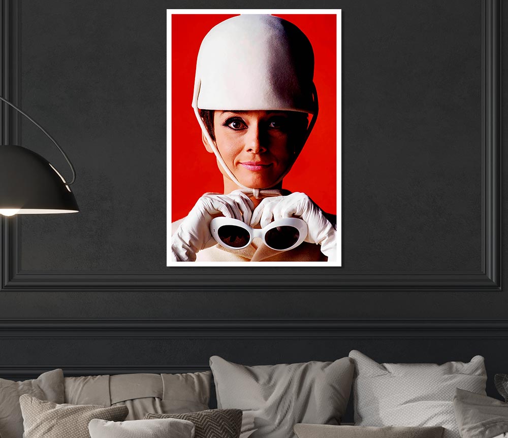 Audrey Hepburn Goggles Print Poster Wall Art