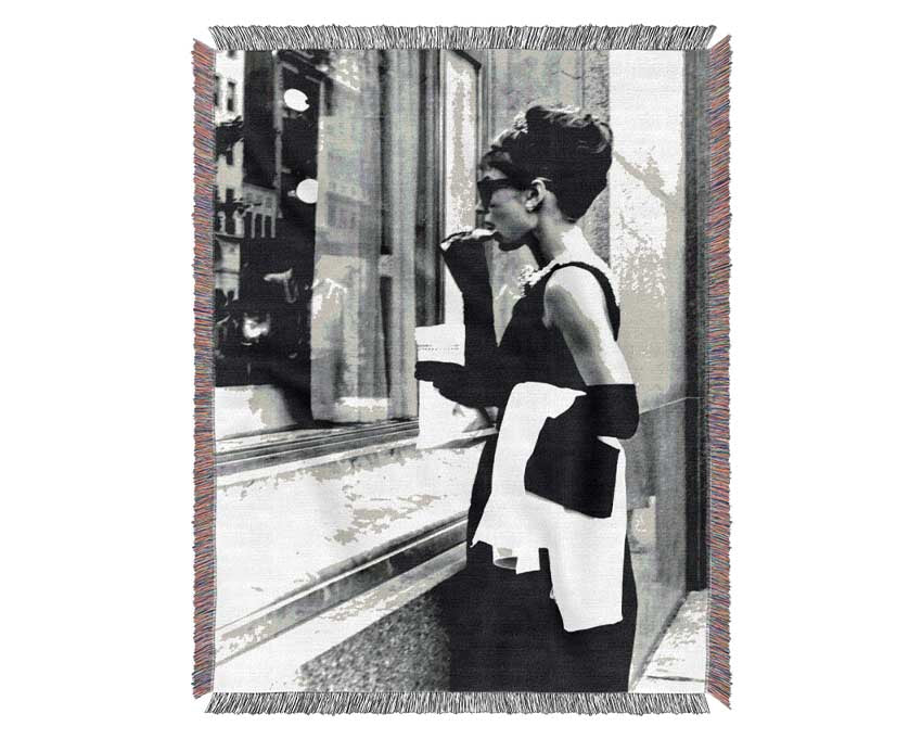 Audrey Hepburn Window Shopping Woven Blanket