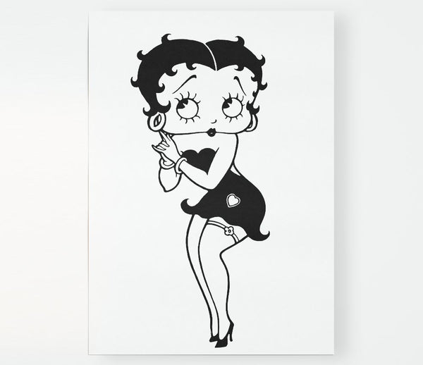 Betty Boop Love Heart Print Poster Wall Art