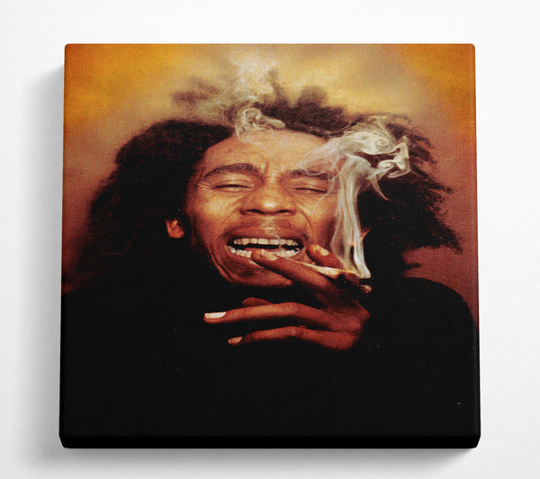 A Square Canvas Print Showing Bob Marley Laugh Square Wall Art